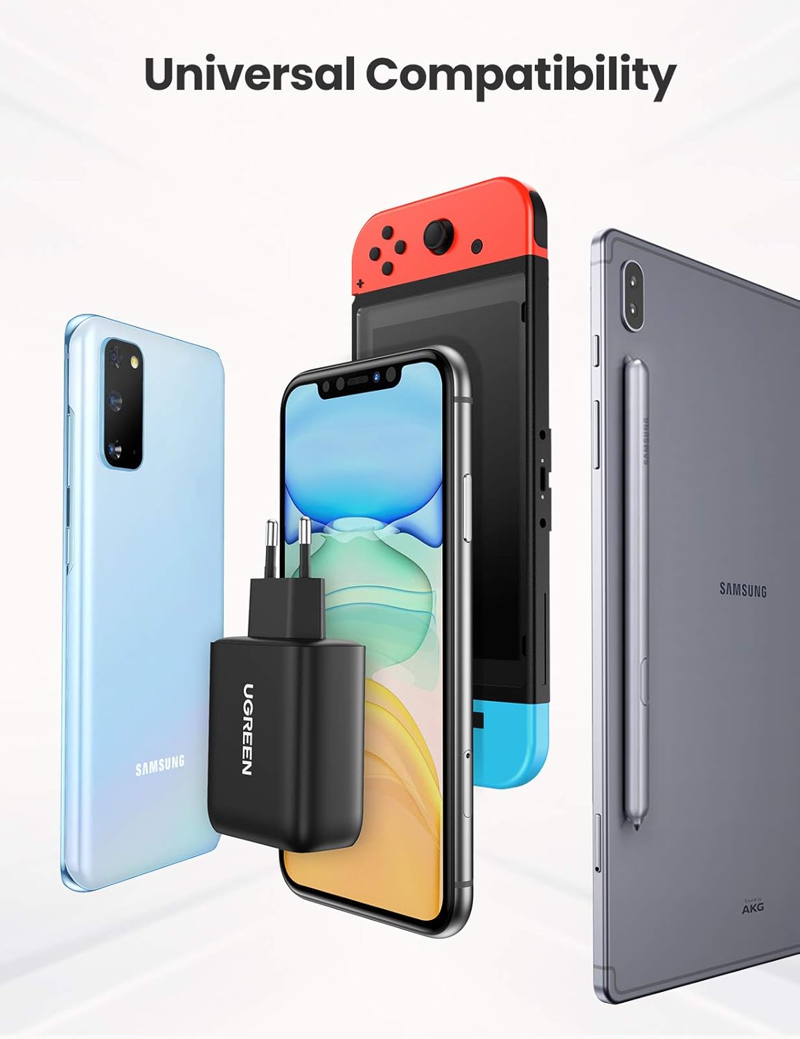 شاحن يو إس بي 10216 من يوجرين 36 وات بتقنية الشحن السريع 3.0 ومحول شاحن بمنفذين (أسود)/ 10216 شاحن يو إس بي 10216 من يوجرين 36 وات بتقنية الشحن السريع 3.0 ومحول شاحن بمنفذين (أسود)/ 10216