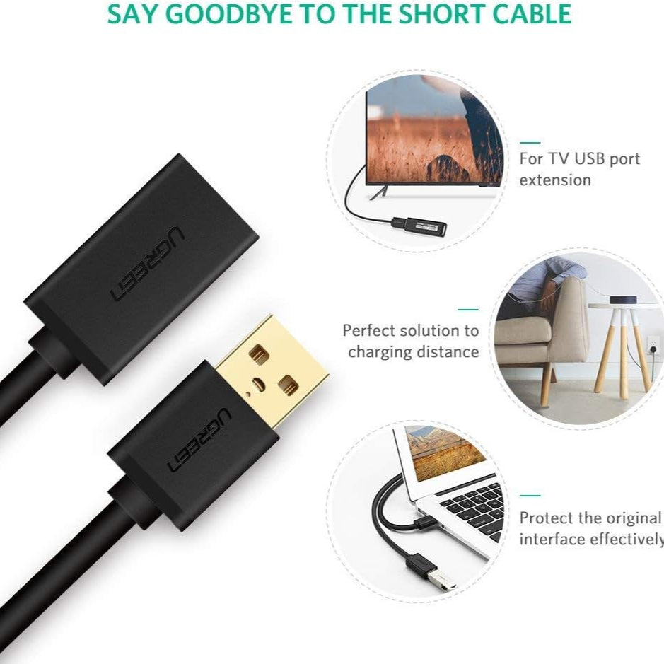 Ugreen USB-A (male) - USB-A (female) adapter extension cable USB 3.0 5Gb/s / US129