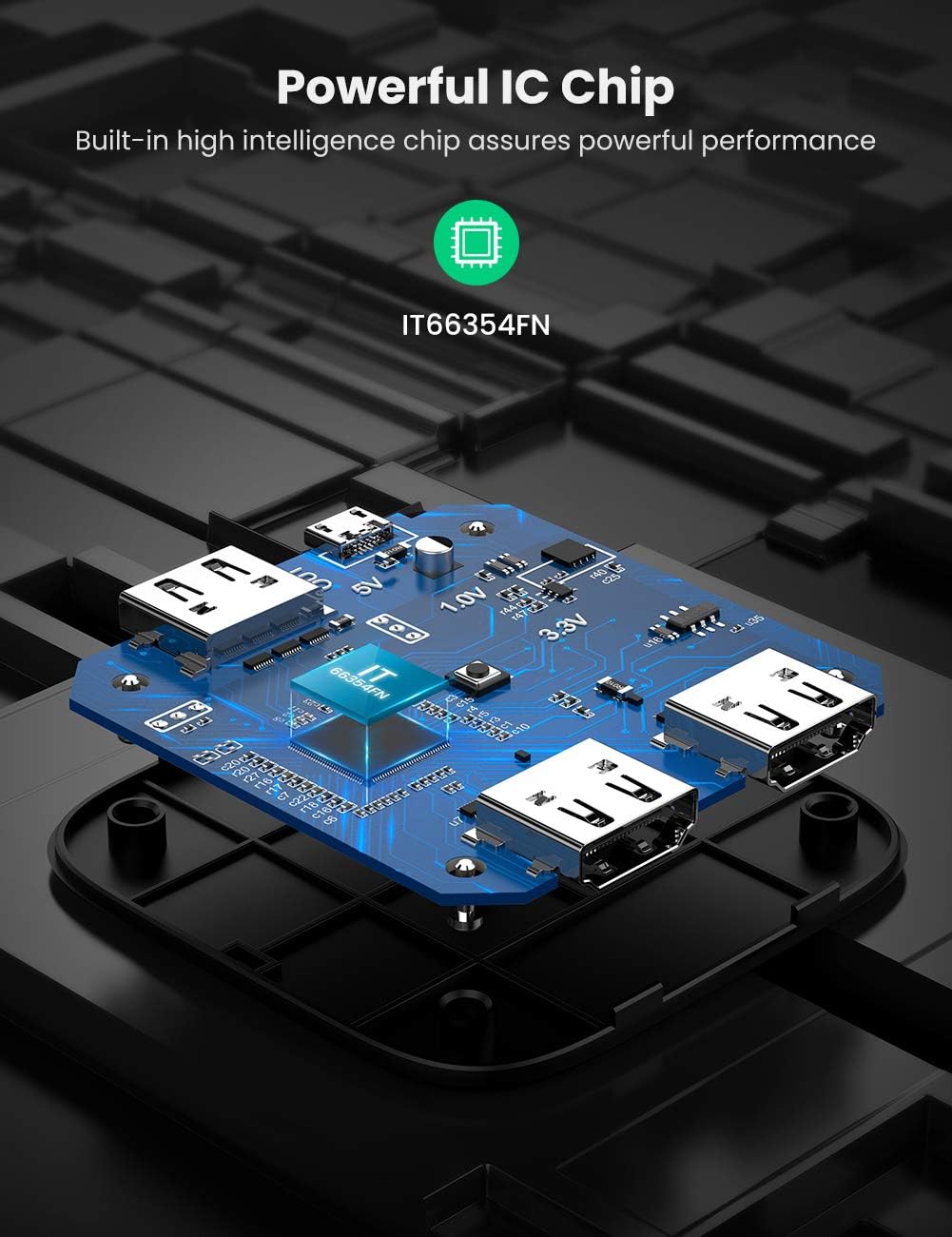 80126/ UGREEN HDMI Switch 4K@60Hz 2 IN 1 Out HDMI 2.0 Switcher Supports 18Gbps High Speed, 3D, HDR, HDCP 2.2