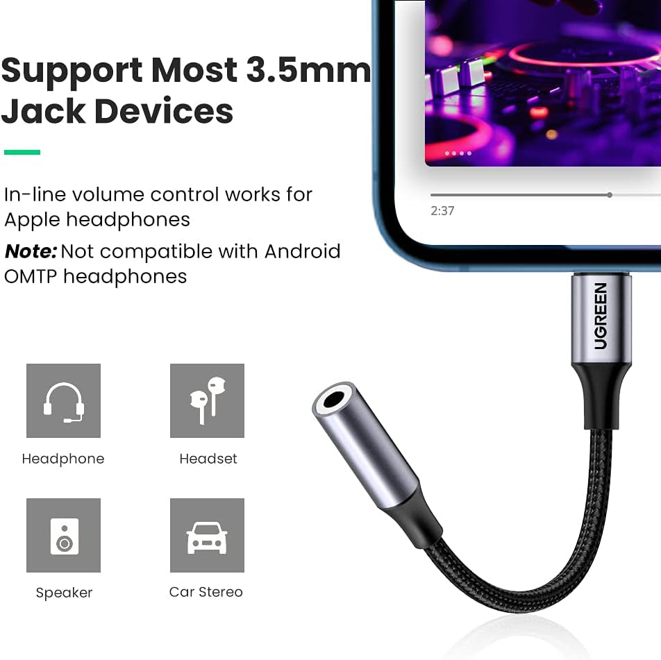 Ugreen Lightning to 3.5mm Adapter Apple MFi Certified / 30756
