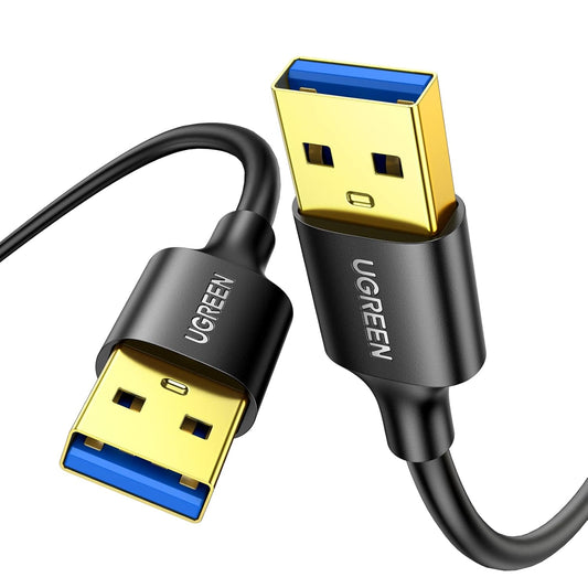 كابل يوجرين USB-A 3.0 ذكر إلى ذكر (أسود) / US128