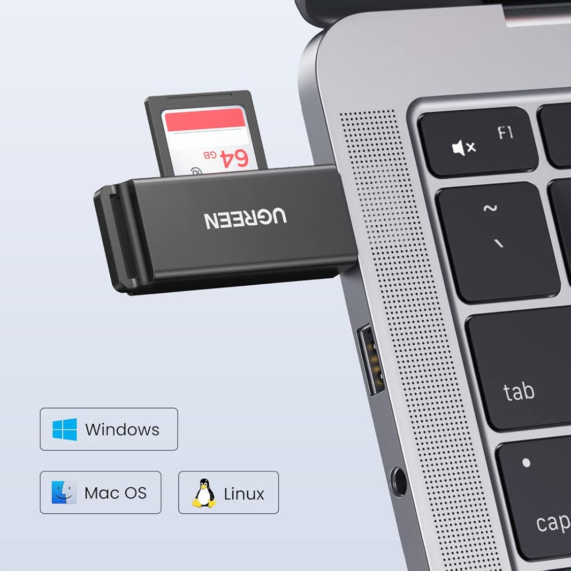 UGREEN USB 3.0 TO TF + SD DUAL CARD READER (BLACK) / 40752