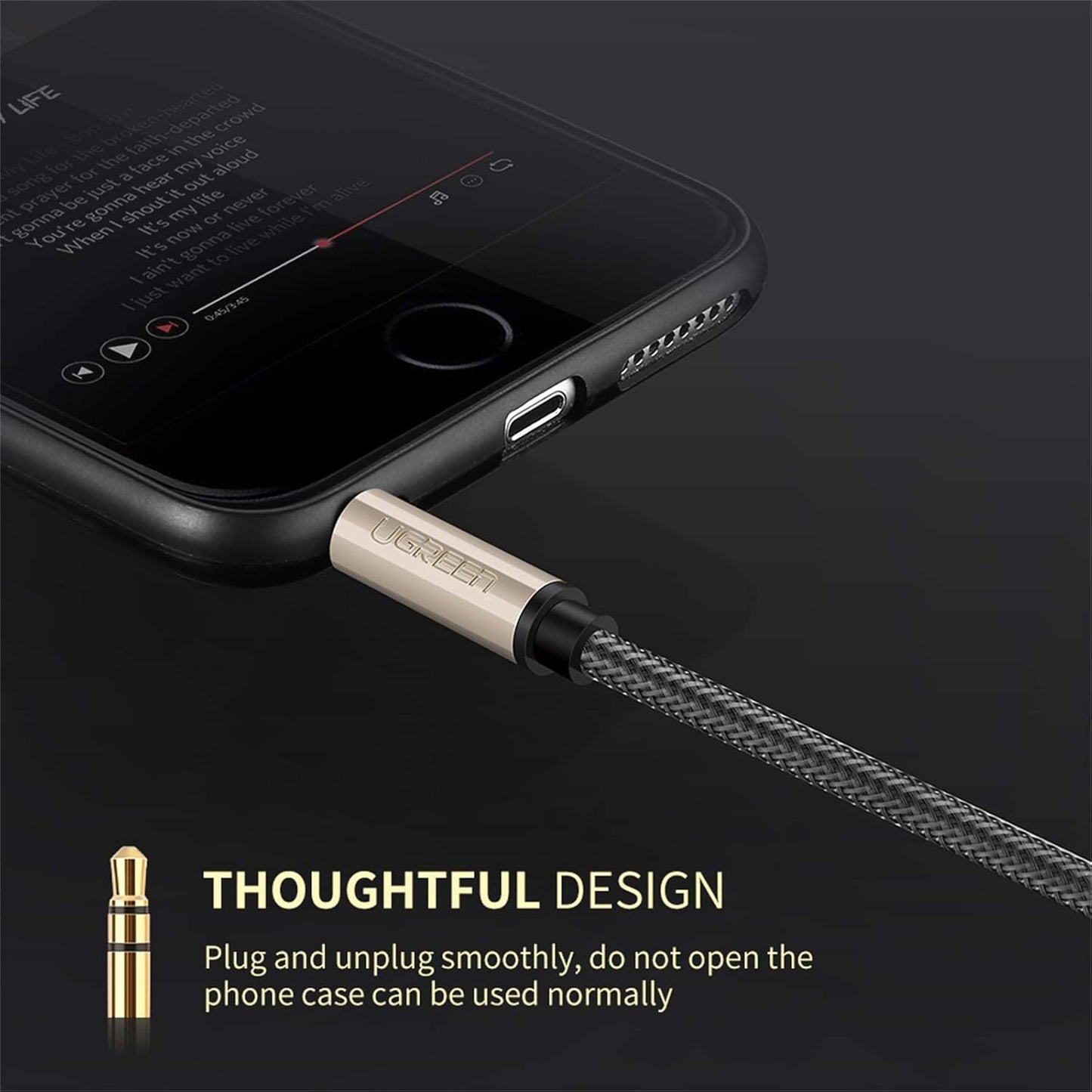 كابل صوت AUX من يوجرين مقاس 3.5 مم من ذكر إلى ذكر / AV125