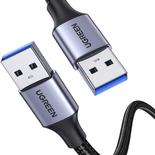 كابل يو جرين USB 3.0 USB-A ذكر إلى USB-A ذكر مضفر من الألومنيوم أسود / US373