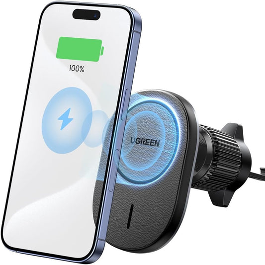 25925 /UGREEN MagSafe Car Mount Charger, Magnetic Wireless Car Charger, Fast Charge Auto-Alignment Air Vent Car Phone Holder
