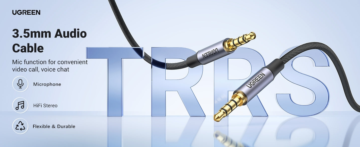 UGREEN 3.5mm Audio Cable Braided 4-Pole AUX Cord  /AV183