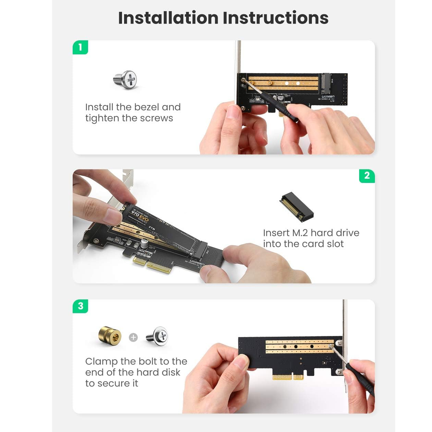 محول UGREEN PCIe 3.0 x4 إلى M.2 NVME / 70503 