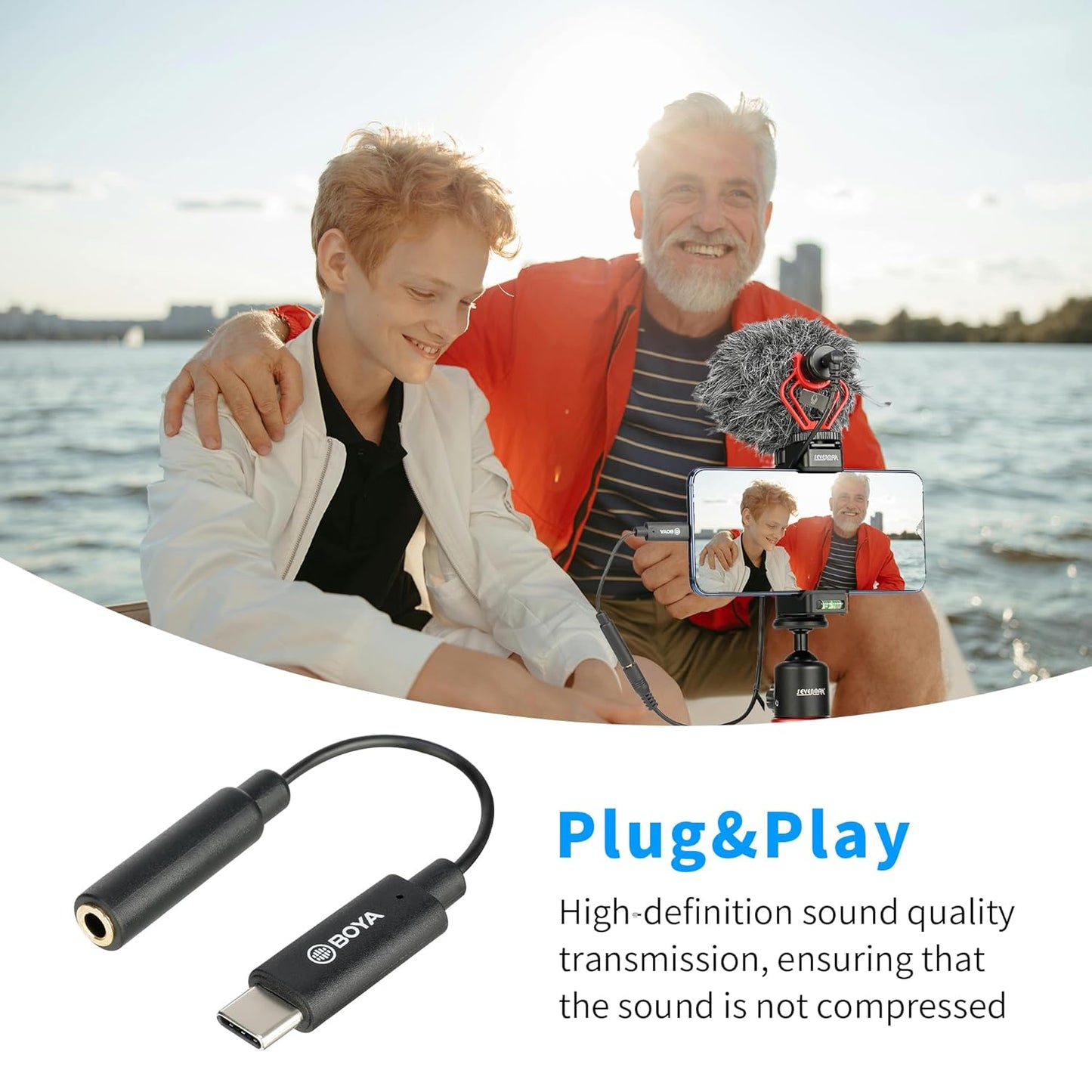 BOYA BY-K4 3.5mm Female TRS to Male USB Type-C Adapter Cable Connector Dongle