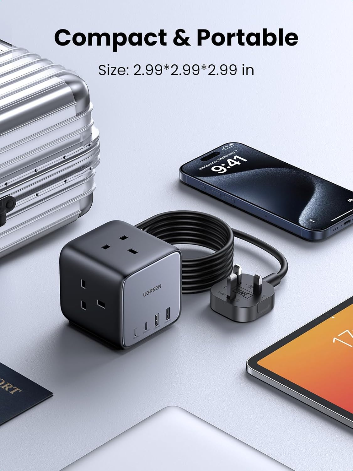 وصلة كهرباء يوجرين 3 مداخل كهرباء و 4 منافذ شحن بقوة 65 واط/ 90906