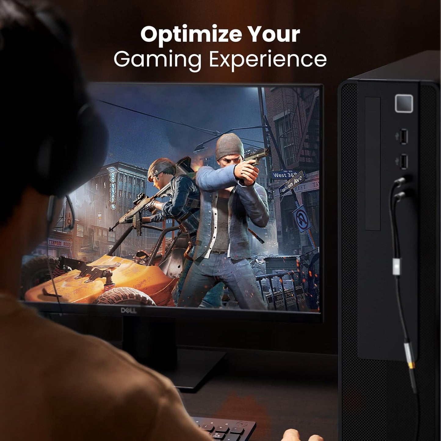 كابل صوت UGREEN 3.5 ملم أنثى إلى 2 ذكر مع هيكل من الألومنيوم (أسود)/ 20899