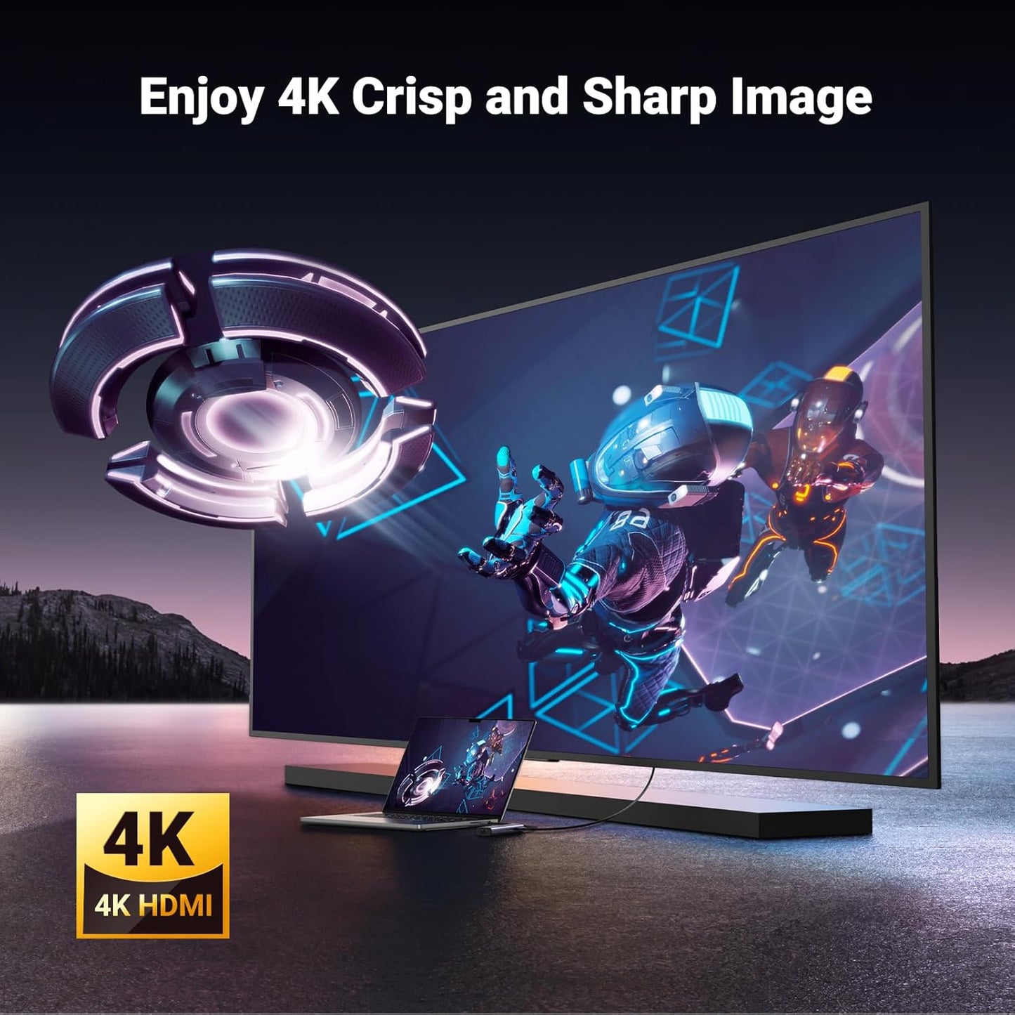 15598 / UGREEN USB-C to 3xUSB 3.0 A + HDMI  4K@30Hz + RJ45 Gigabit + PD Multifunction Adapter