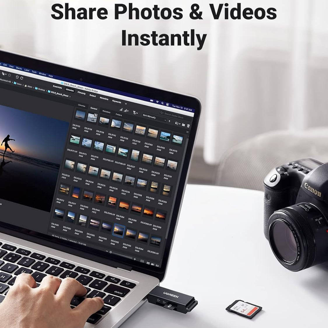 UGREEN USB 3.0 TO TF + SD DUAL CARD READER (BLACK) / 40752