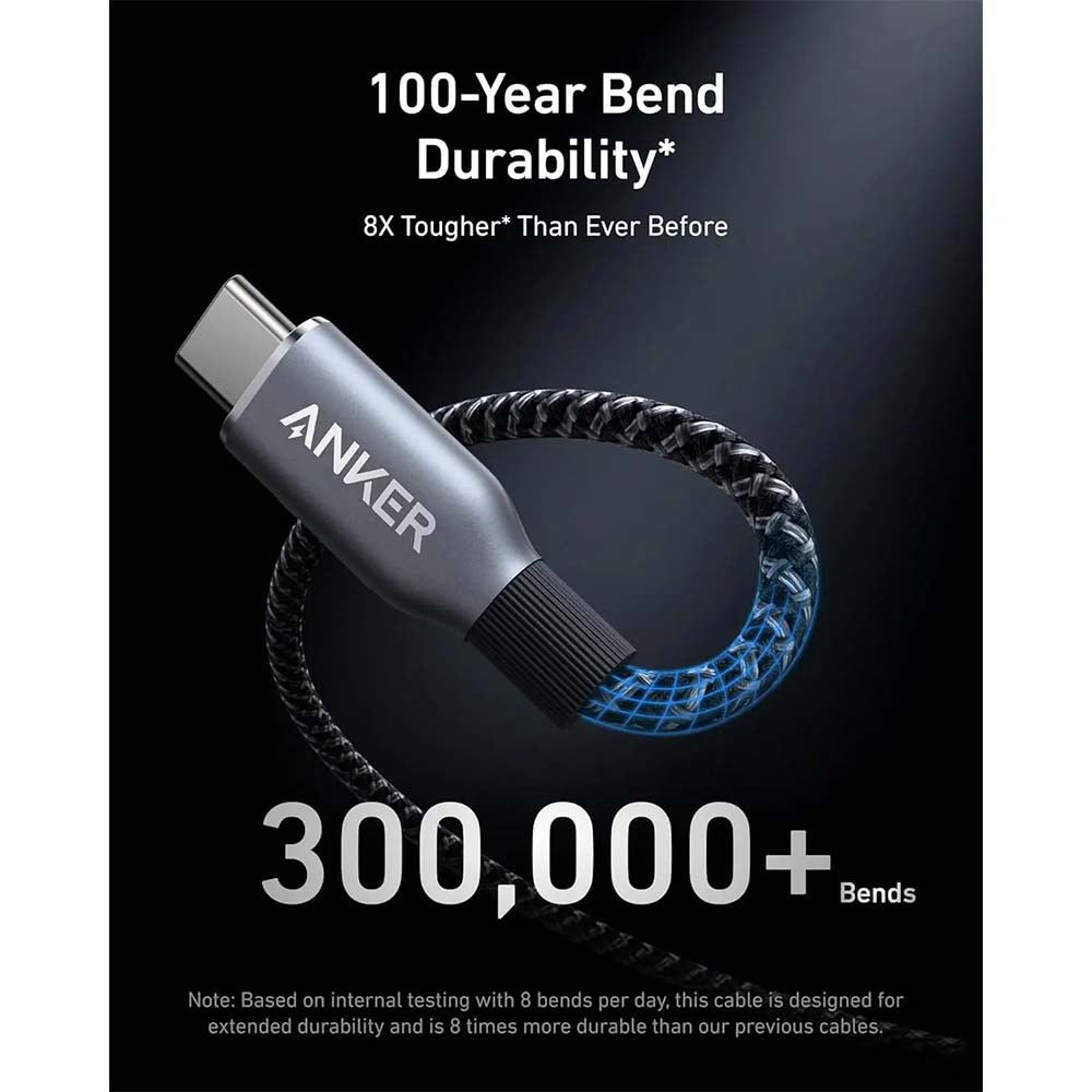 كابل Anker Prime USB-C إلى USB-C، 240 واط، 0.9 متر، كابل مضفر مُعاد تدويره، A88E2011