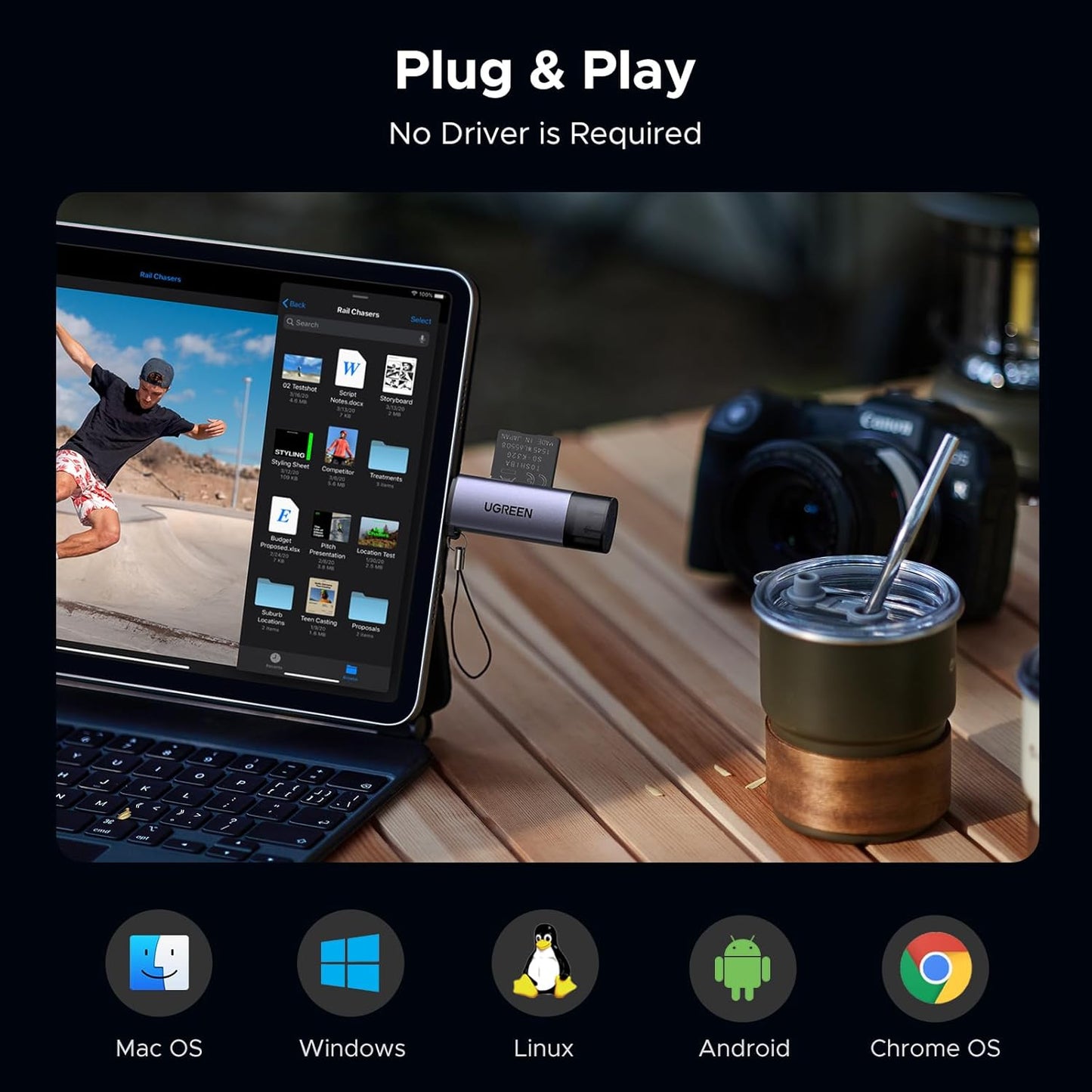 قارئ بطاقات UGREEN 2 في 1 USB C OTG SD/ Micro SD / 50706