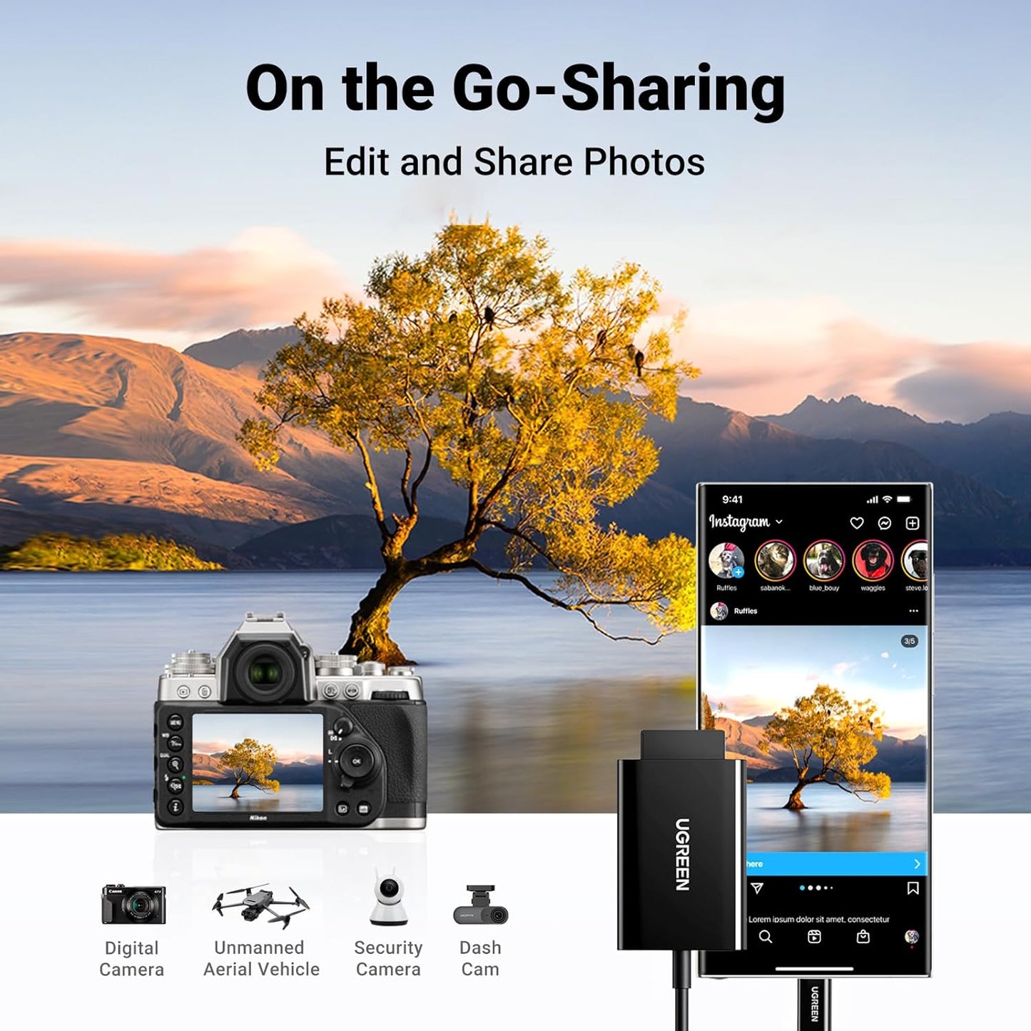 قارئ بطاقات UGREEN 2 في 1 USB-C SD/MicroSD/ CM265