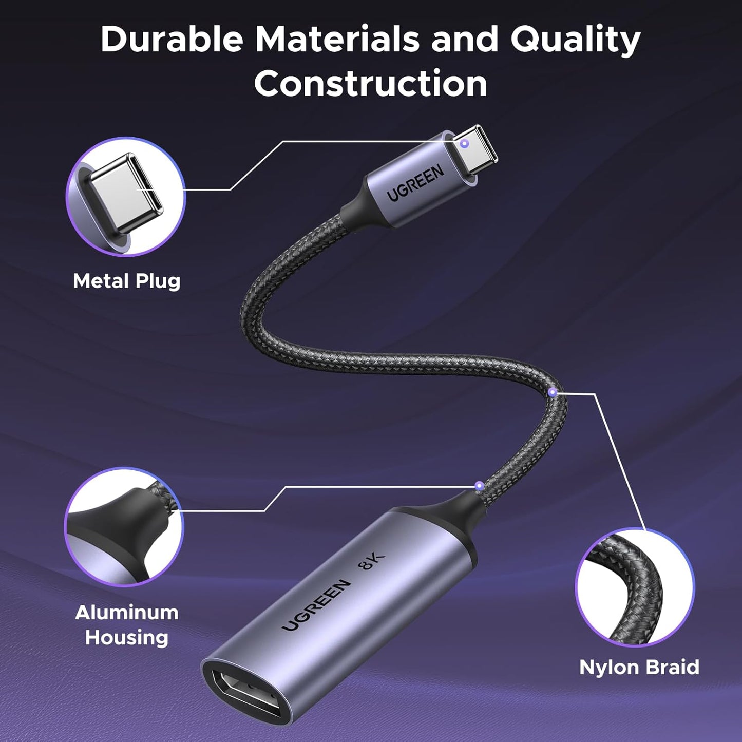 UGREEN 8K@60Hz USB C to DisplayPort 1.4 Adapter / 15575