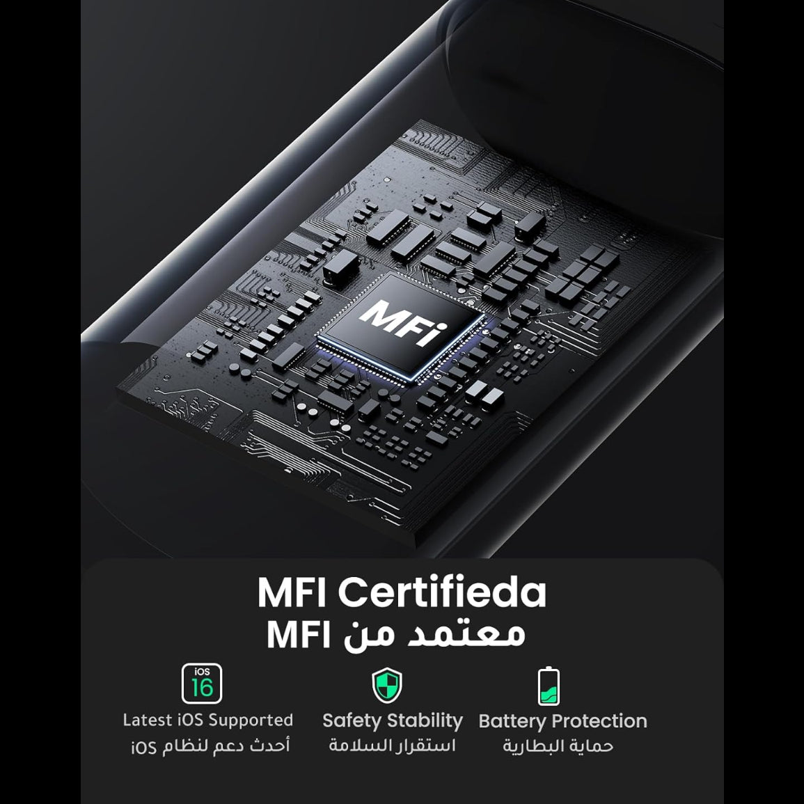 UGREEN Lightning To Type-C 2.0 Male Charging Cable (Black) / 60751 - 60752