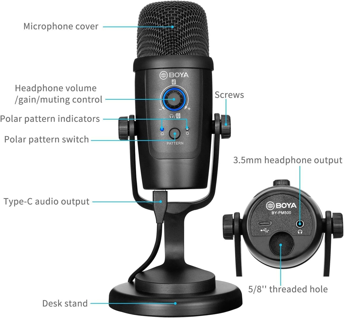 Boya BY-PM500 Wired Dual-Function USB Microphone