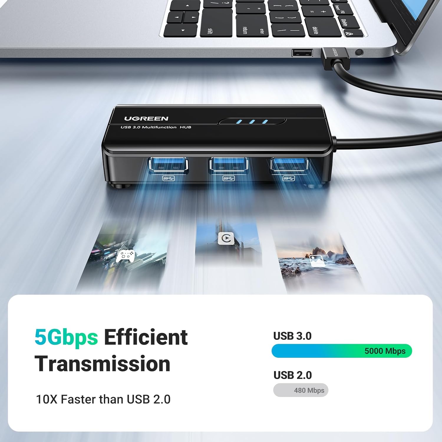 موزع USB 3.0 من يوجرين مع محول جيجا ايثرنت / 20265 موزع USB 3.0 من يوجرين مع محول جيجا ايثرنت / 20265
