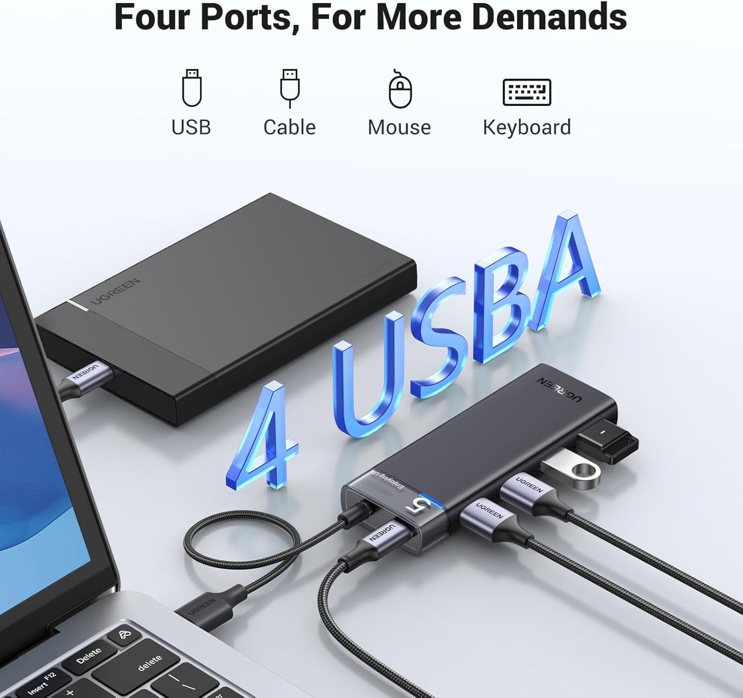 UGREEN USB Hub 3.2 Ultra Slim Data Hub 4 Ports with LED Indicator / 15548