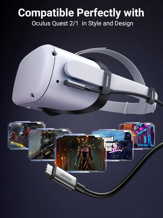 كابل UGREEN بزاوية قائمة من USB-C إلى USB-C VR Link بطول 5.00 متر / 90629