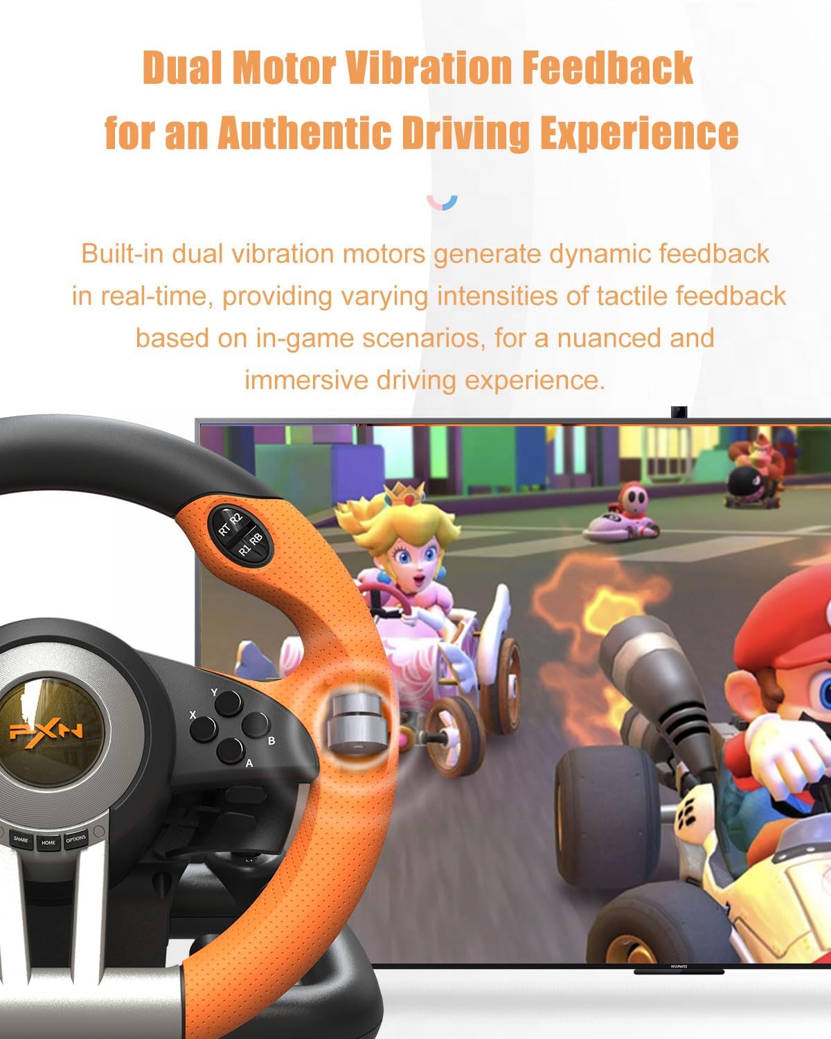 PXN V3 Pro Games Steering Wheel | (Black - Orange)