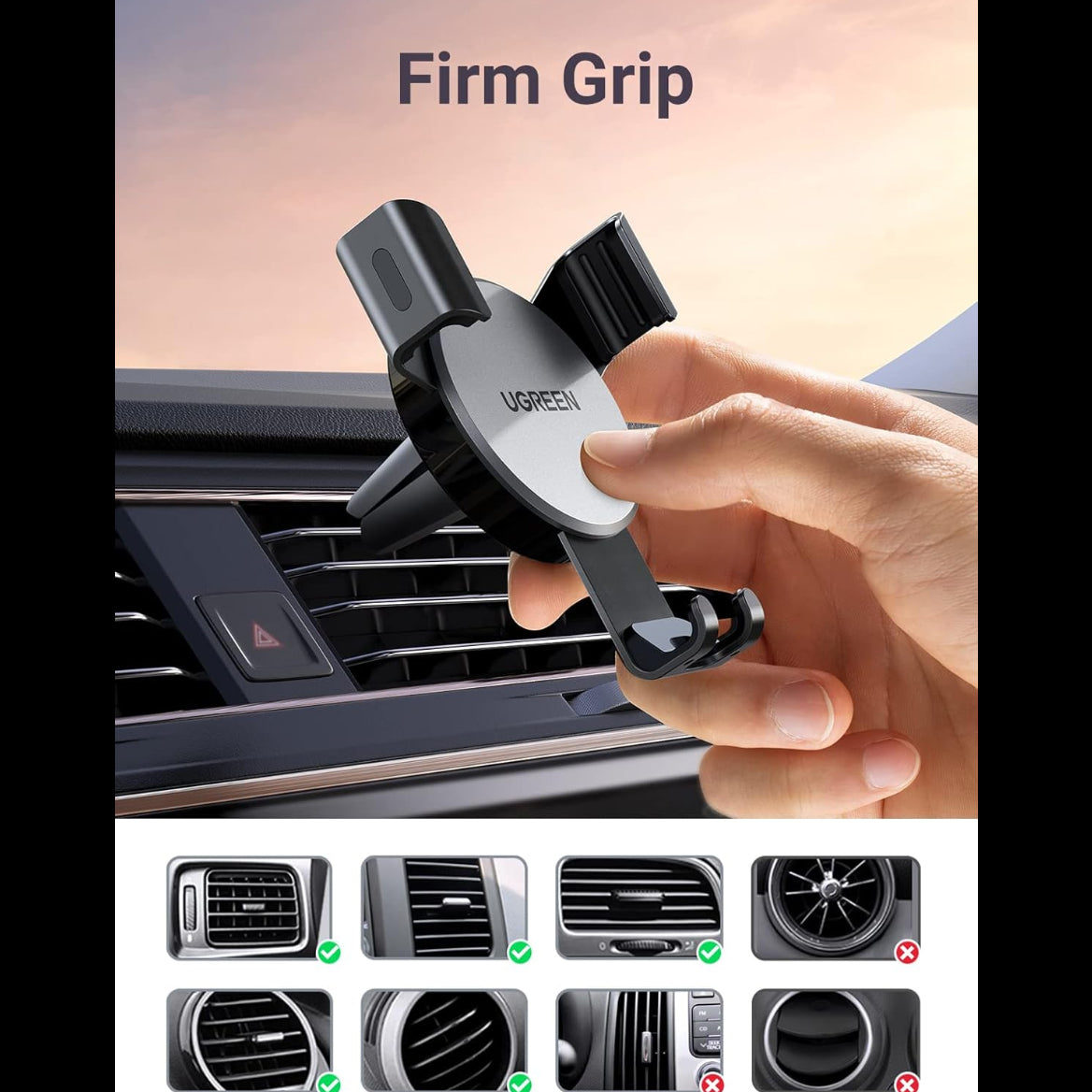 UGREEN Car Phone Holder Air Vent, Gravity Phone Mount Cradle Reliable Stable Hands-Free/40907