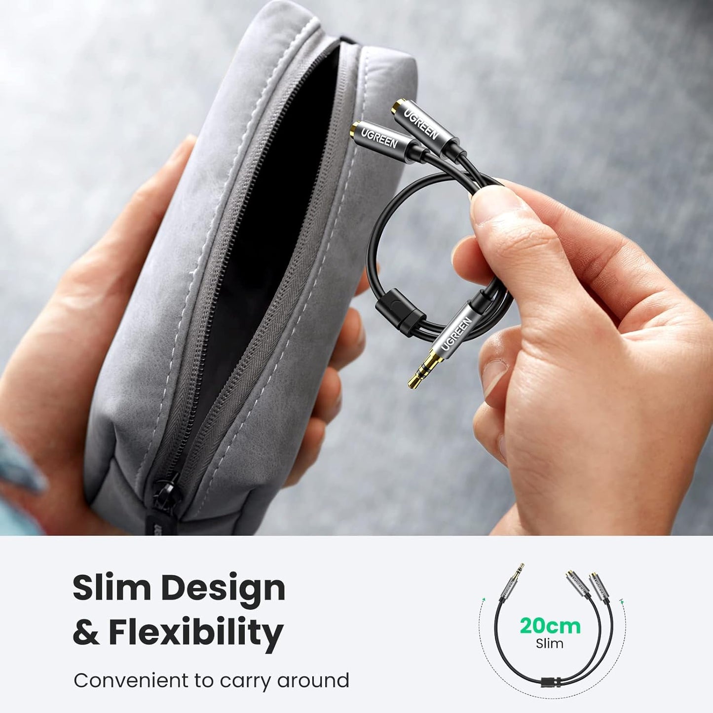 10532 / UGREEN Headphone Splitter 3.5mm Audio Stereo Y Splitter Aux Extension Cable Male to Female Dual Headphone Jack Adapter for Earphone