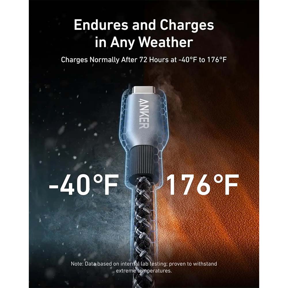 كابل Anker Prime USB-C إلى USB-C، 240 واط، 0.9 متر، كابل مضفر مُعاد تدويره، A88E2011