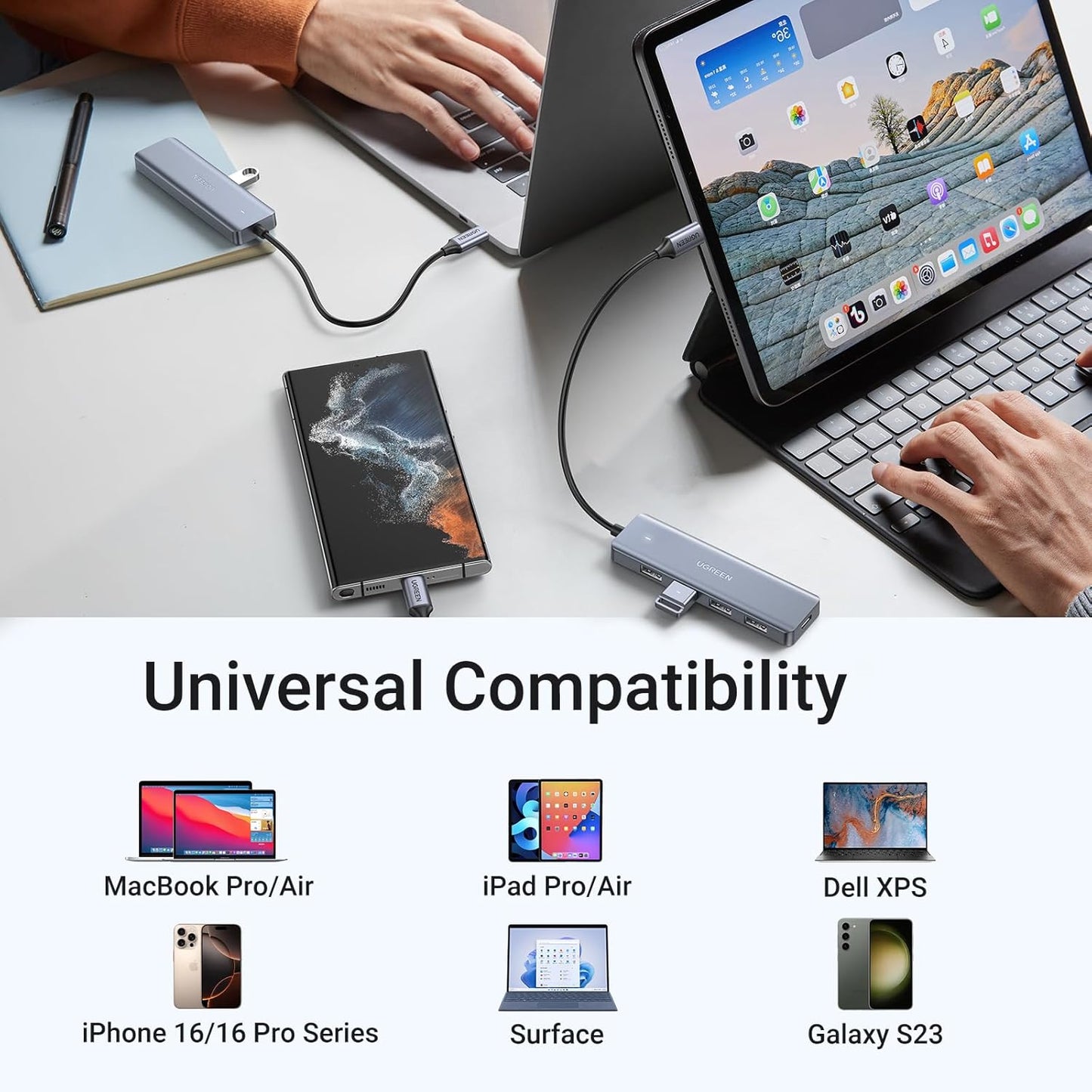 UGREEN USB C to USB Hub with 4 USB 3.0, Powered USB C Splitter /70336