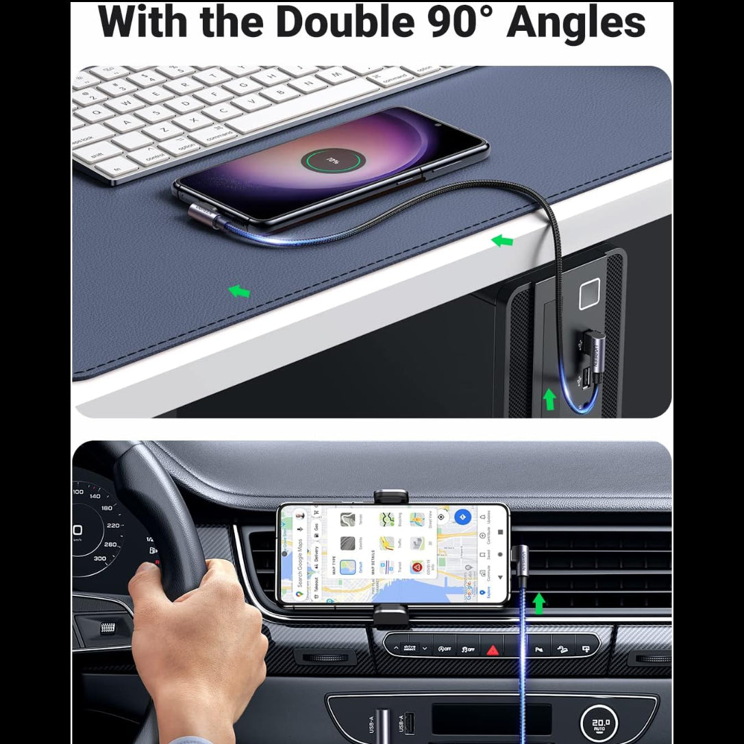 UGREEN Angled USB-C Male To Angled USB 2.0 A Male 3A Data Cable(90°Angle)/US176