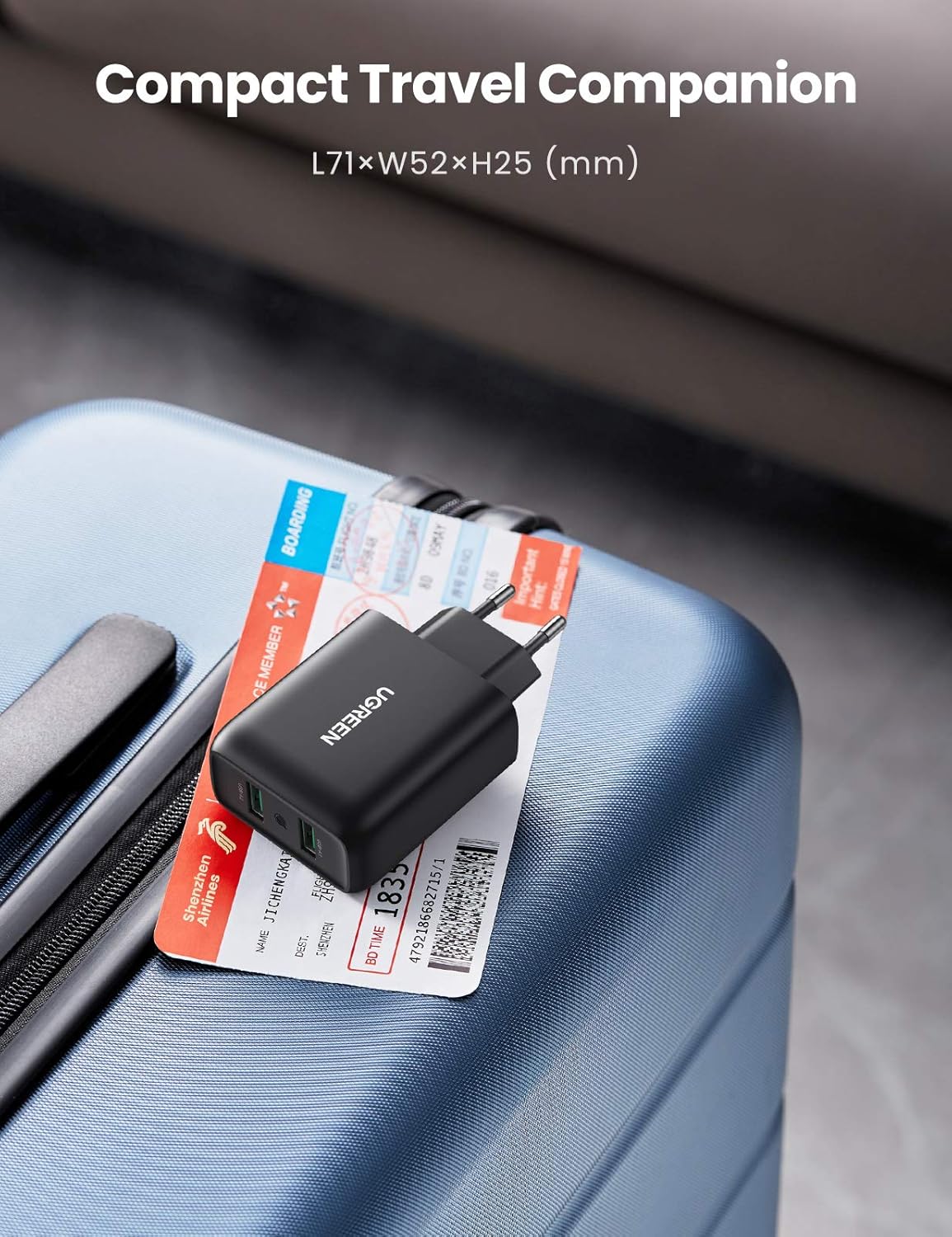 شاحن يو إس بي 10216 من يوجرين 36 وات بتقنية الشحن السريع 3.0 ومحول شاحن بمنفذين (أسود)/ 10216 شاحن يو إس بي 10216 من يوجرين 36 وات بتقنية الشحن السريع 3.0 ومحول شاحن بمنفذين (أسود)/ 10216