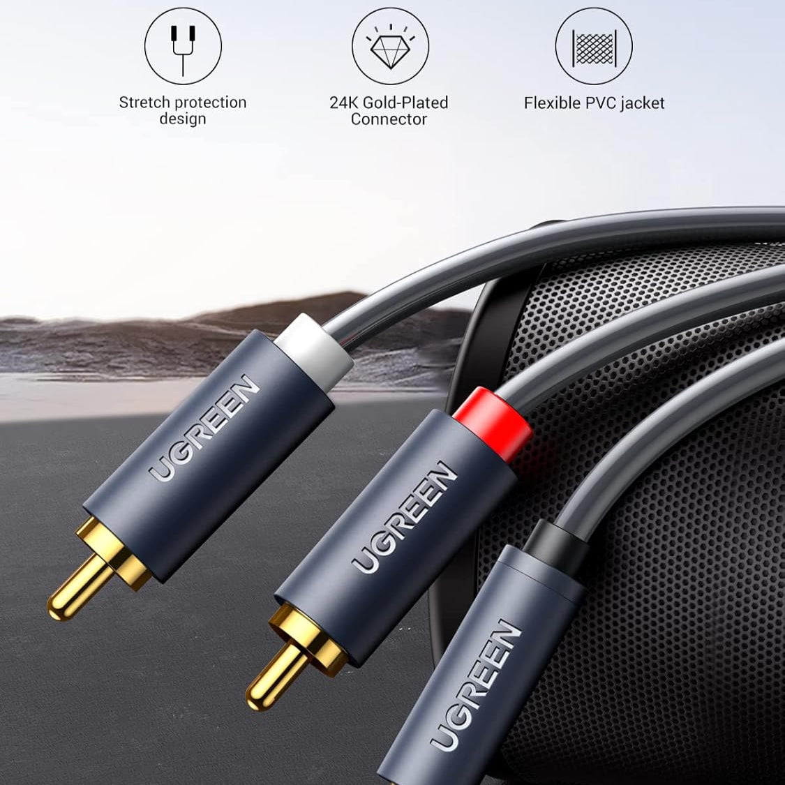 كابل UGREEN Audio Mini Jack مقاس 3.5 مم (أنثى) - 2RCA (ذكر) / AV102