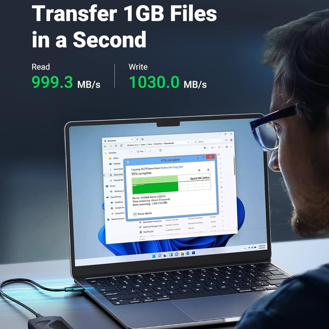 علبة محرك الأقراص الصلبة UGREEN M.2 NVME (10 جيجابت في الثانية) مع كابل C إلى C وC إلى A / 15512