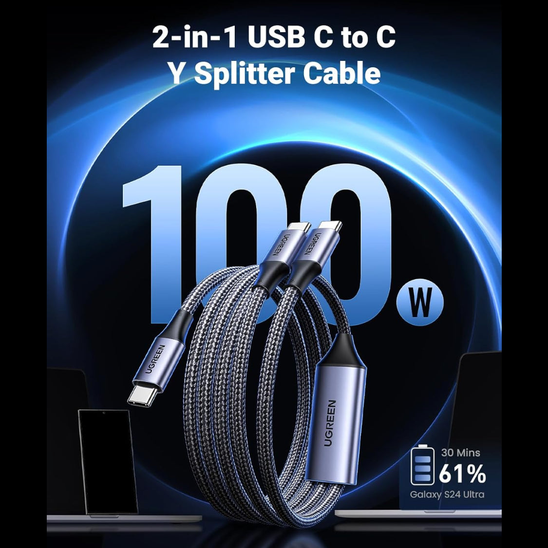 UGREEN 2-in-1 Universal 100W PD Fast Charging Cable (1.5 Meter) /35087