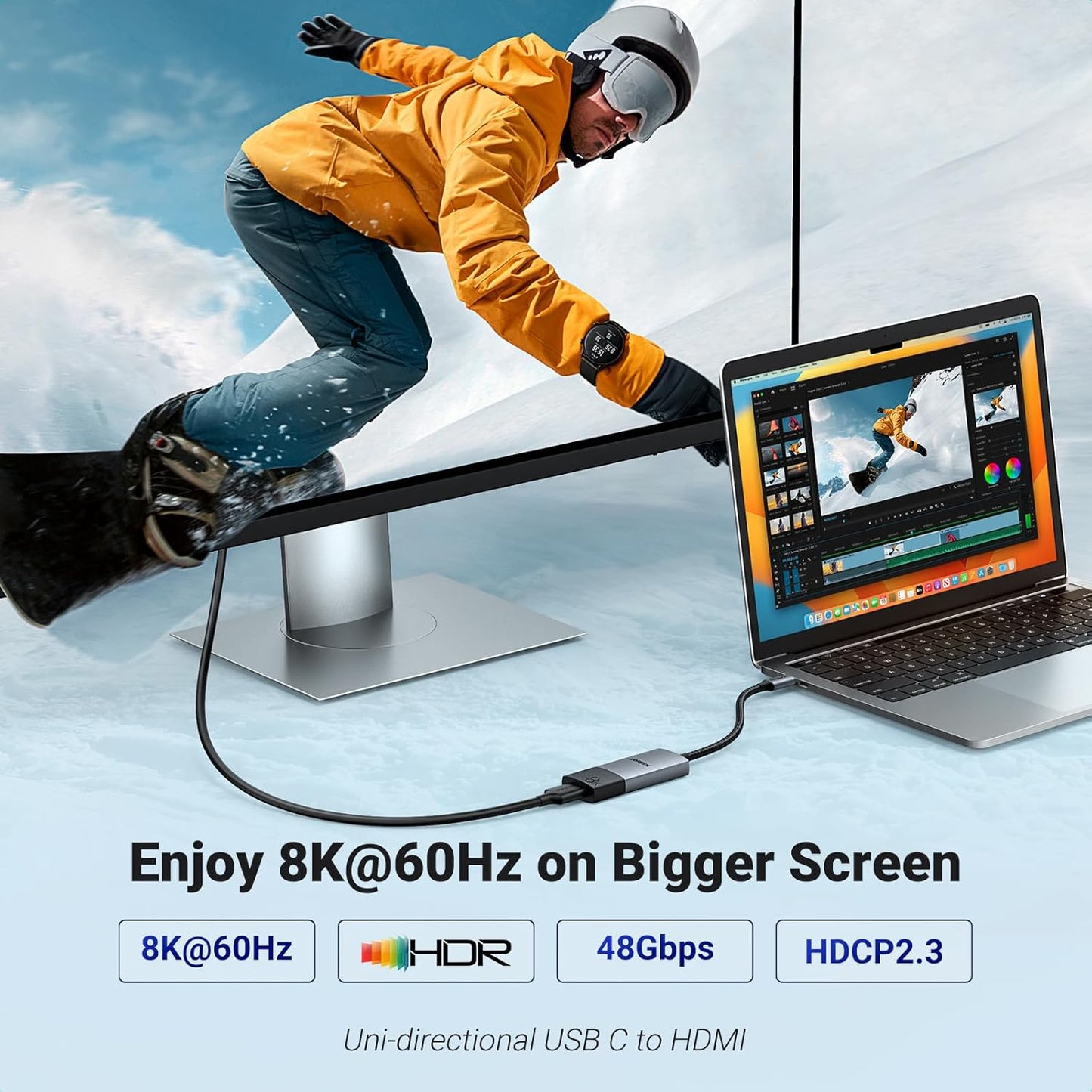 محول يوجرين USB Type C إلى HDMI 2.1 بدقة 8K@60Hz / 50338