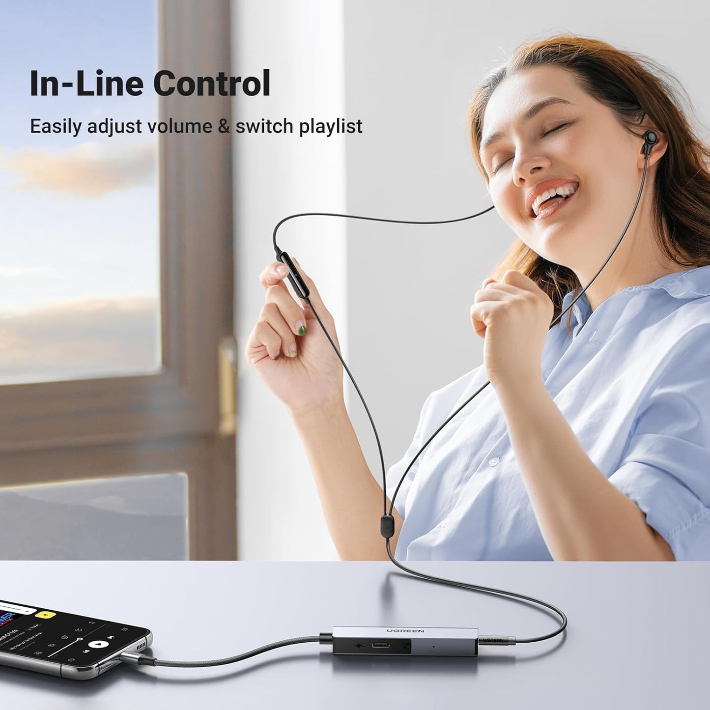 UGREEN 90518 /USB C to 3.5mm Headphone and Charger Adapter Metallic DAC Hi-Res 32Bit/384KHz 60W PD Fast Charge Type C Aux Mic Splitter