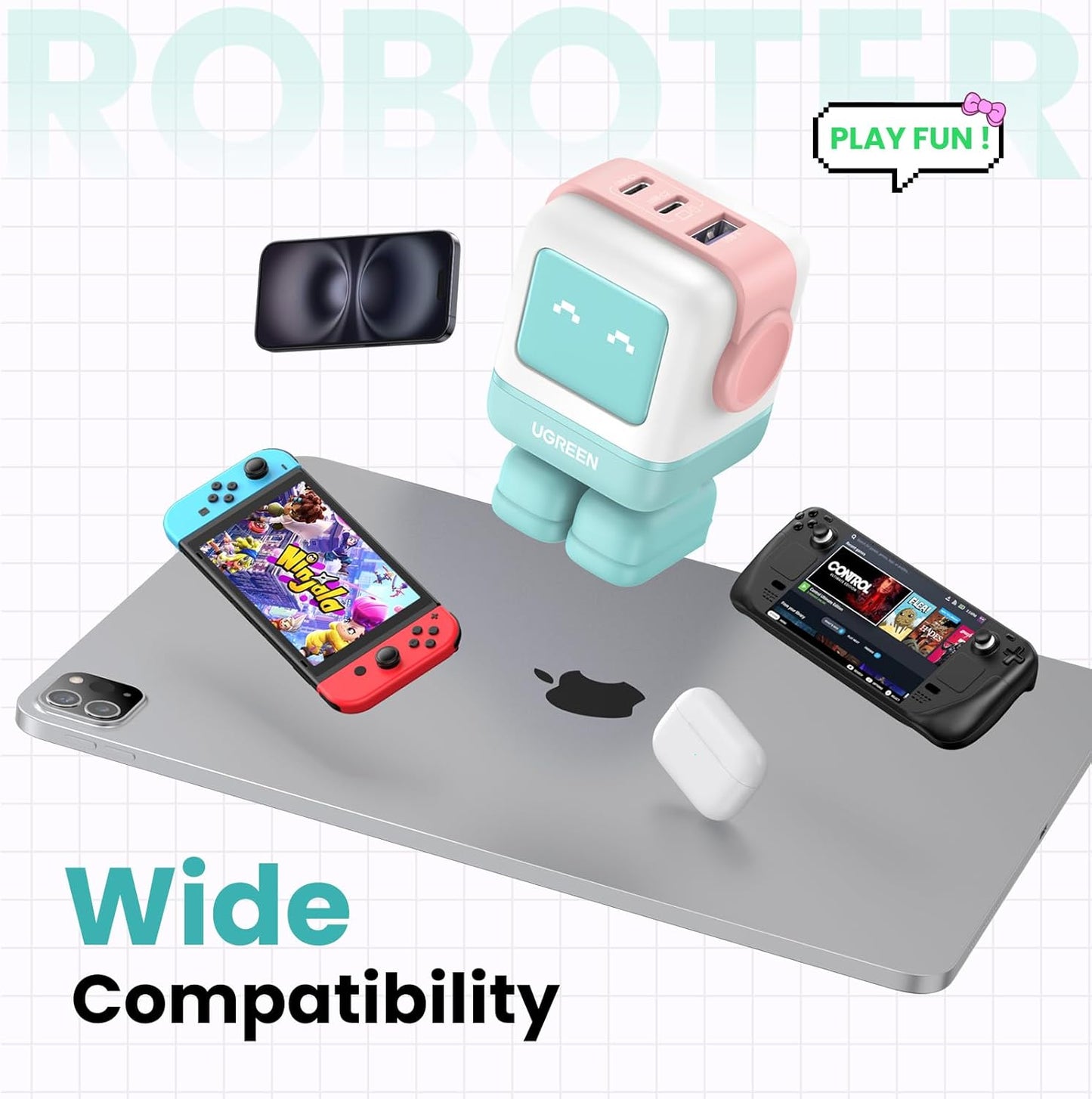 UGREEN Uno Charger 65W RobotGaN 3 Port Fast Charger Robot / CD361