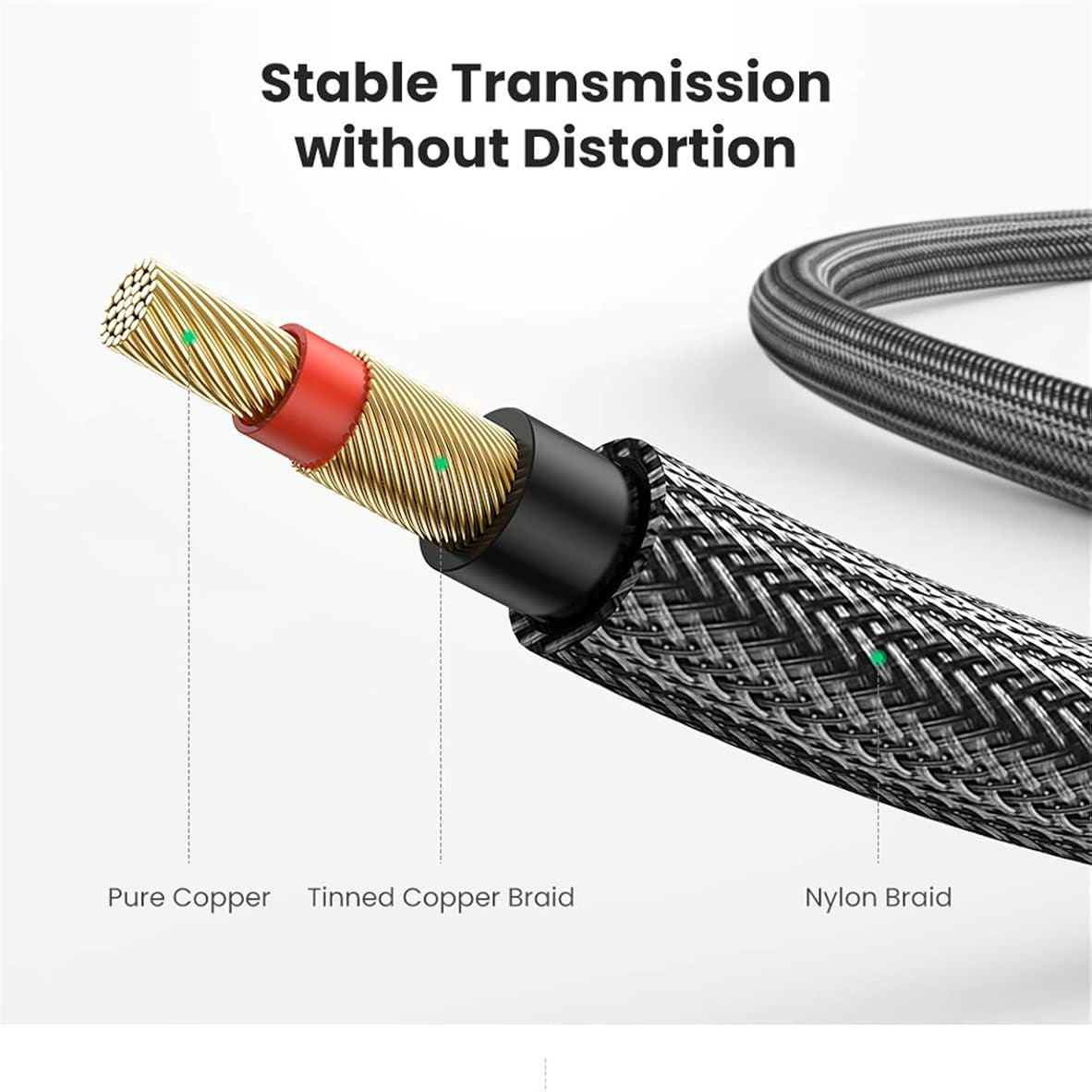 كابل صوت ستيريو مساعد 6.5 مم من ذكر إلى ذكر من يوجرين / AV128