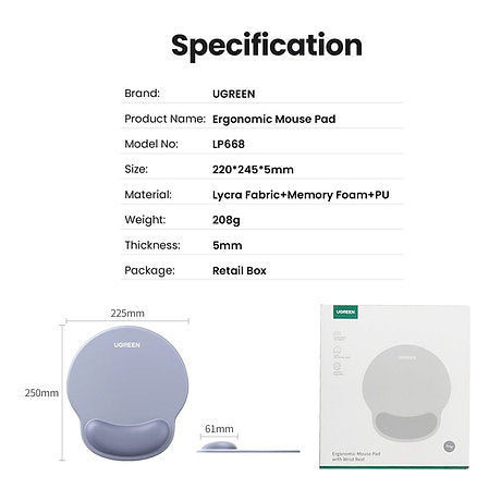 وسادة ماوس مريحة من UGREEN مع مسند للمعصم