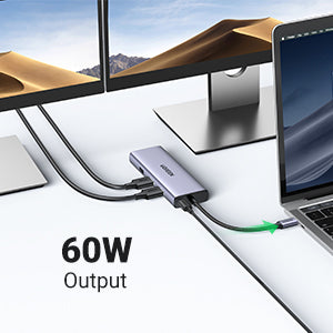 90119 / UGREEN USB-C to 2×USB 3.0+1×USB 2.0+2×HDMI+RJ45(1000M)+SD+TF+PD 4K60Hz