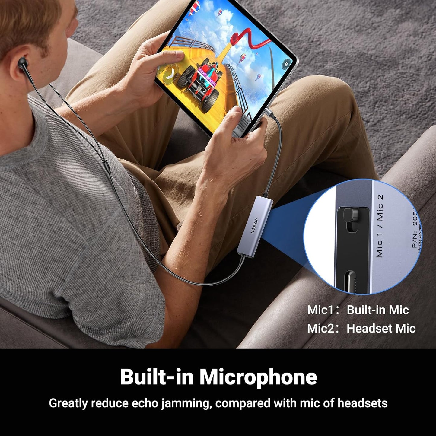 UGREEN 90518 /USB C to 3.5mm Headphone and Charger Adapter Metallic DAC Hi-Res 32Bit/384KHz 60W PD Fast Charge Type C Aux Mic Splitter