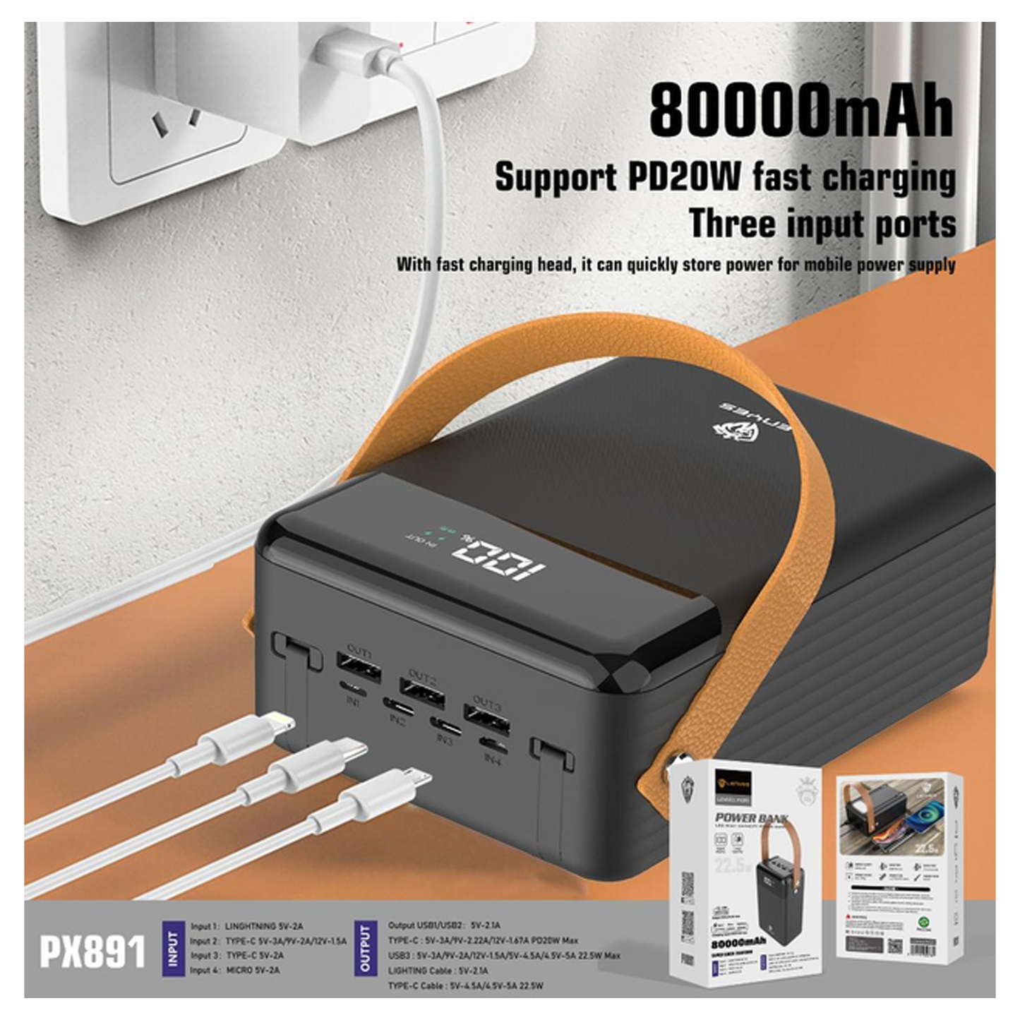 LENYES MagSafe Power Bank 80000mAh - PX891