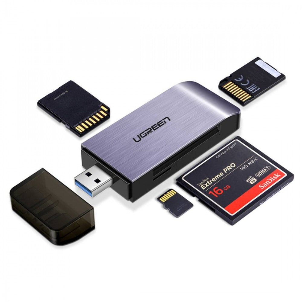 قارئ بطاقات Ugreen SD / micro SD / CF / MS لمنفذ USB 3.0 باللون الرمادي /50541 