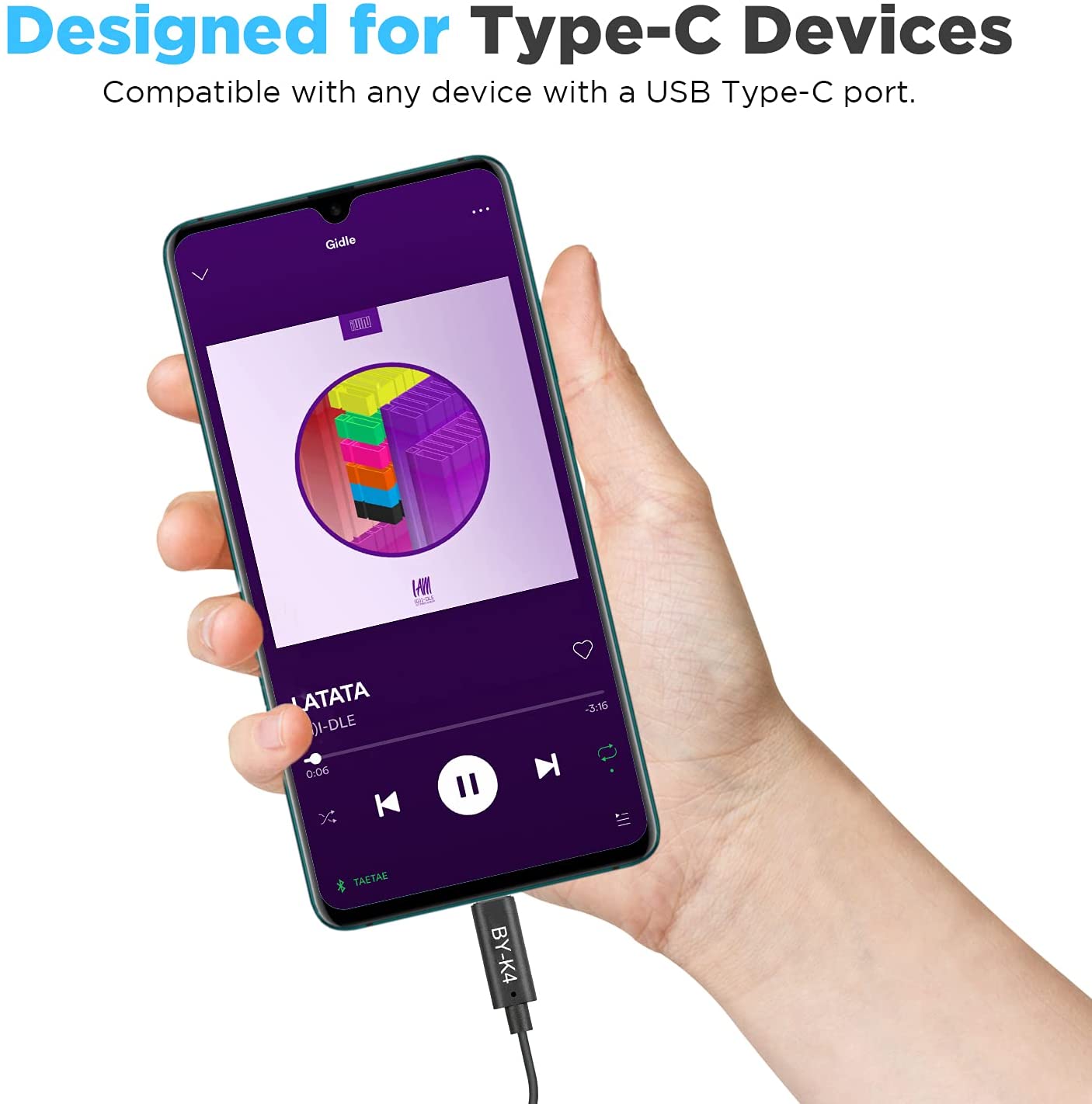 BOYA BY-K4 3.5mm Female TRS to Male USB Type-C Adapter Cable Connector Dongle