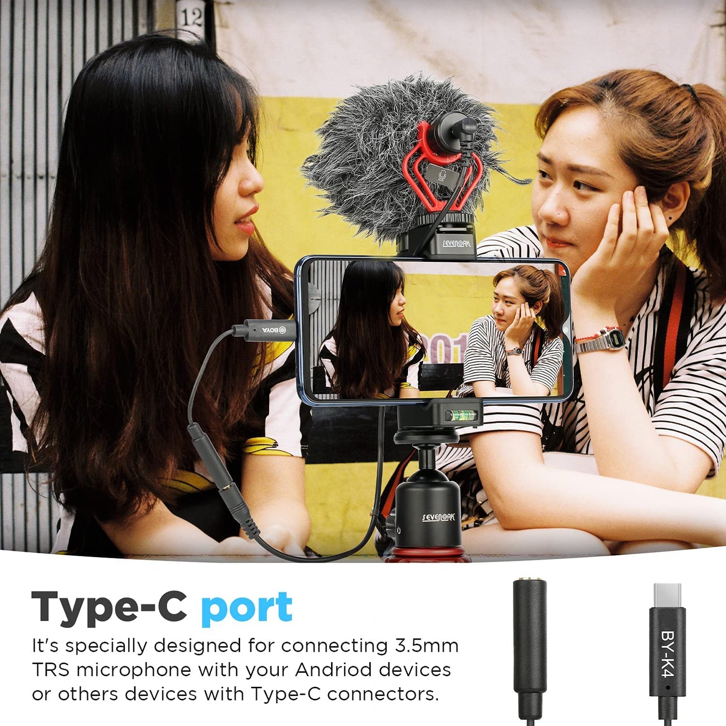 BOYA BY-K4 3.5mm Female TRS to Male USB Type-C Adapter Cable Connector Dongle