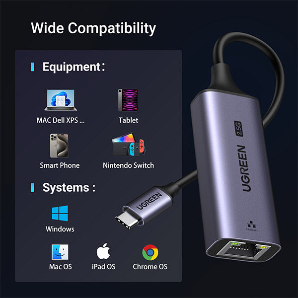 محول يوجرين USB C إلى إيثرنت 2.5 جيجا، محول إيثرنت / 25052