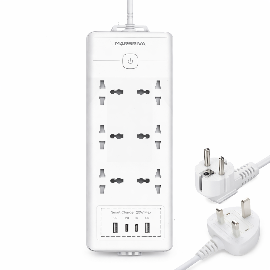 شريط طاقة Linkcomm بستة منافذ مزود بمنافذ USB (خيارات متعددة)