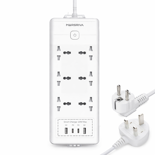 شريط طاقة Linkcomm بستة منافذ مزود بمنافذ USB (خيارات متعددة)