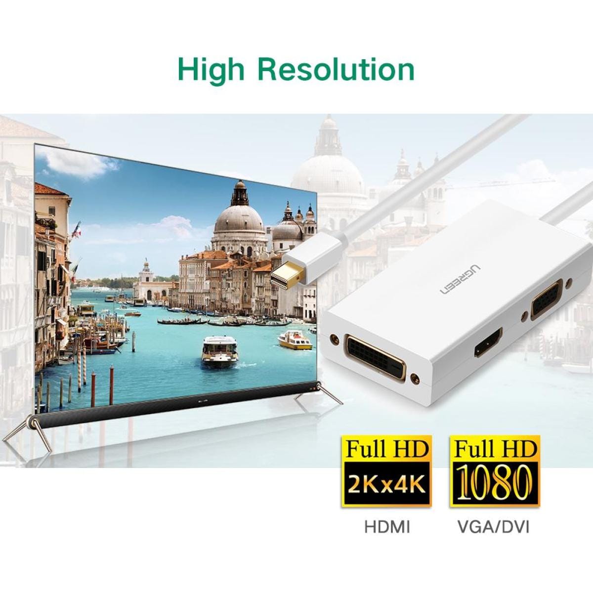 UGREEN USB Type C to HDMI + VGA Converter (White) | 30843 UGREEN USB Type C to HDMI + VGA Converter (White) | 30843